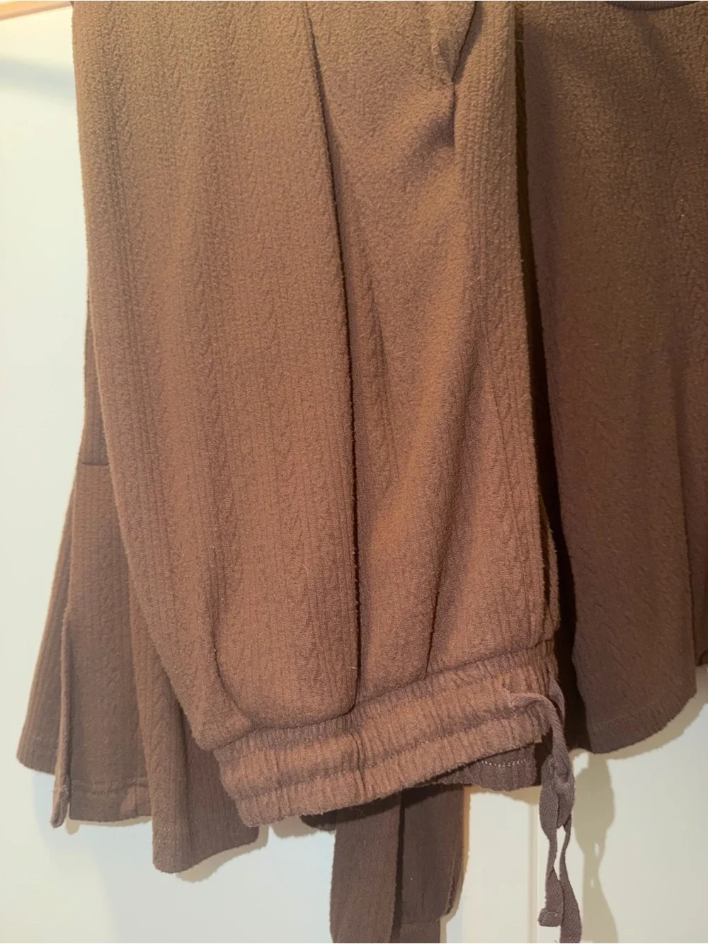 Adyson Parker Brown Ribbed Lounge Top & wide leg pant Set